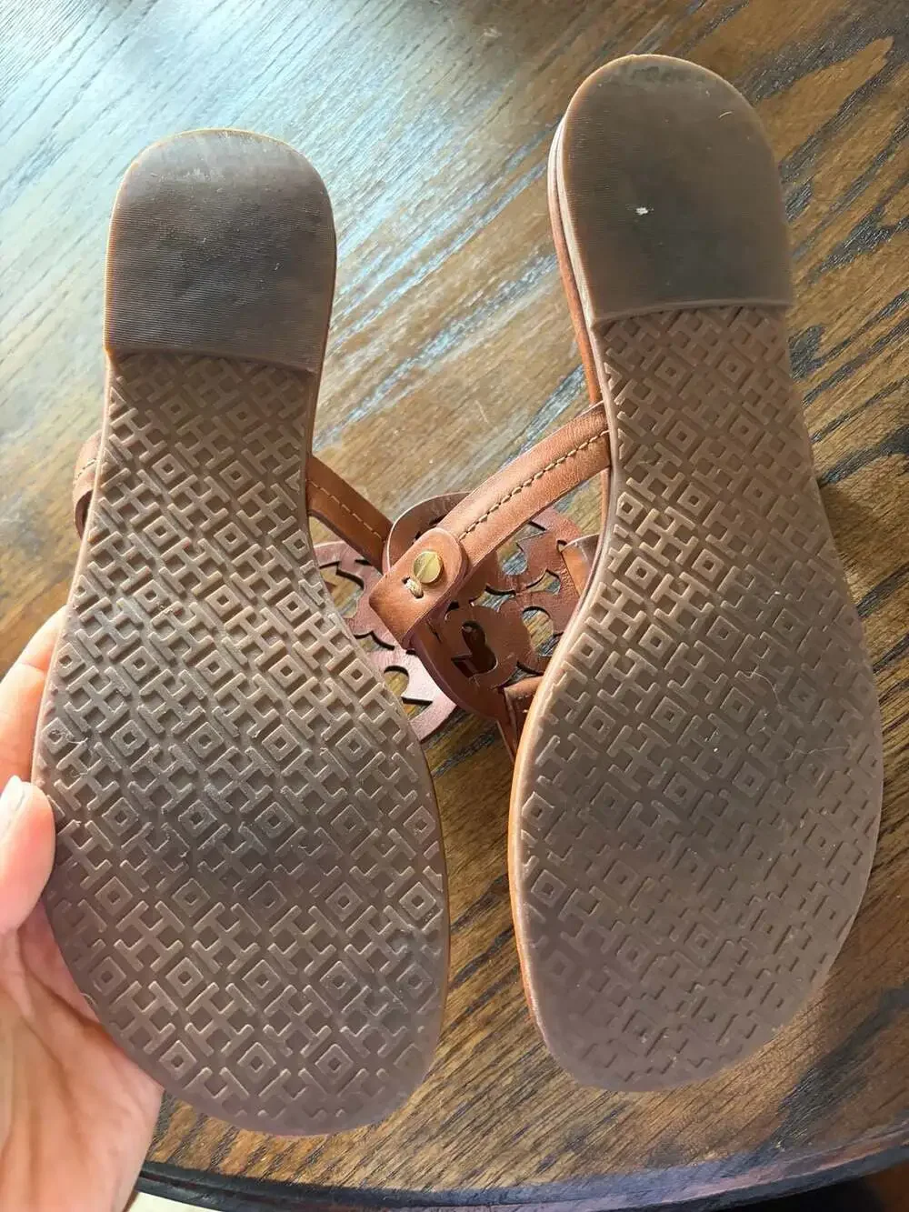 TORY BURCH MILLER SANDAL VINTAGE VACHETTE LEATHER SIZE 8.5